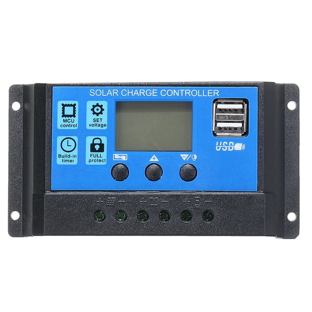 10-30A Solar Panel Battery Charge Controller 12V/24V LCD Regulator Auto Dual USB 